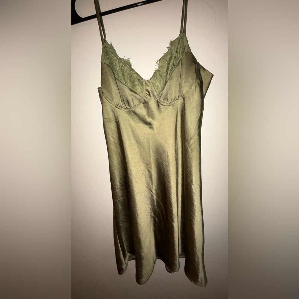 Verge Girl Olive Satin Dress